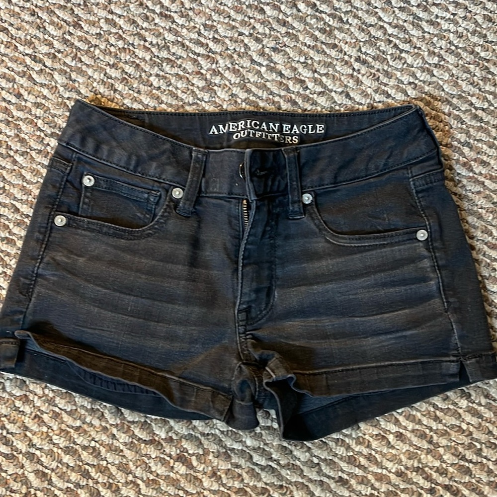 Black denim American Eagle shorts